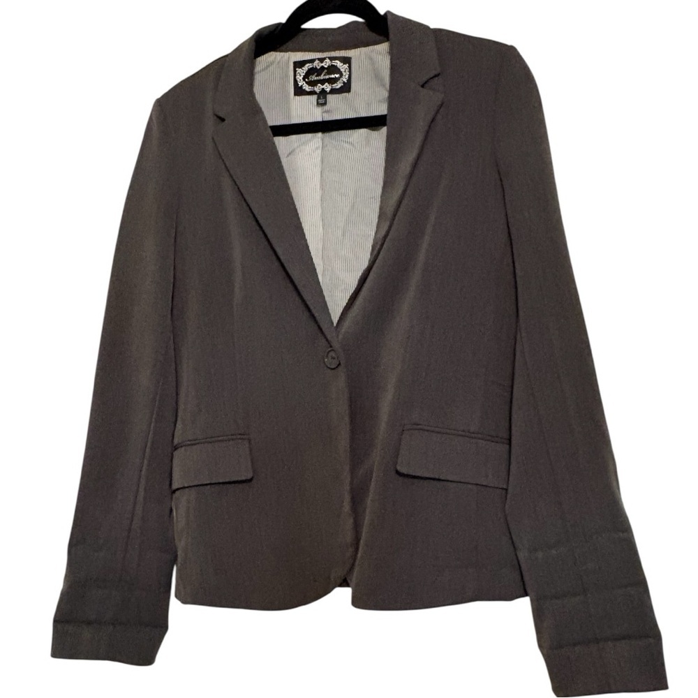 SALE Ambiance Classic Charcoal Blazer – Pinstriped Lining | Size Large - Picture 5 of 14